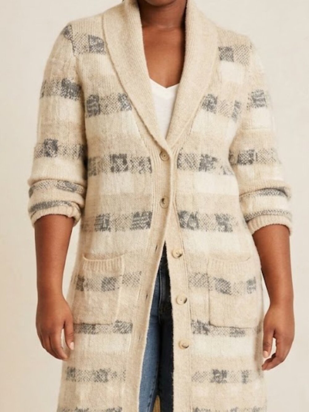 Anthropologie "Far Away From Close" Cotton Wool Mohair Duster Cardigan S